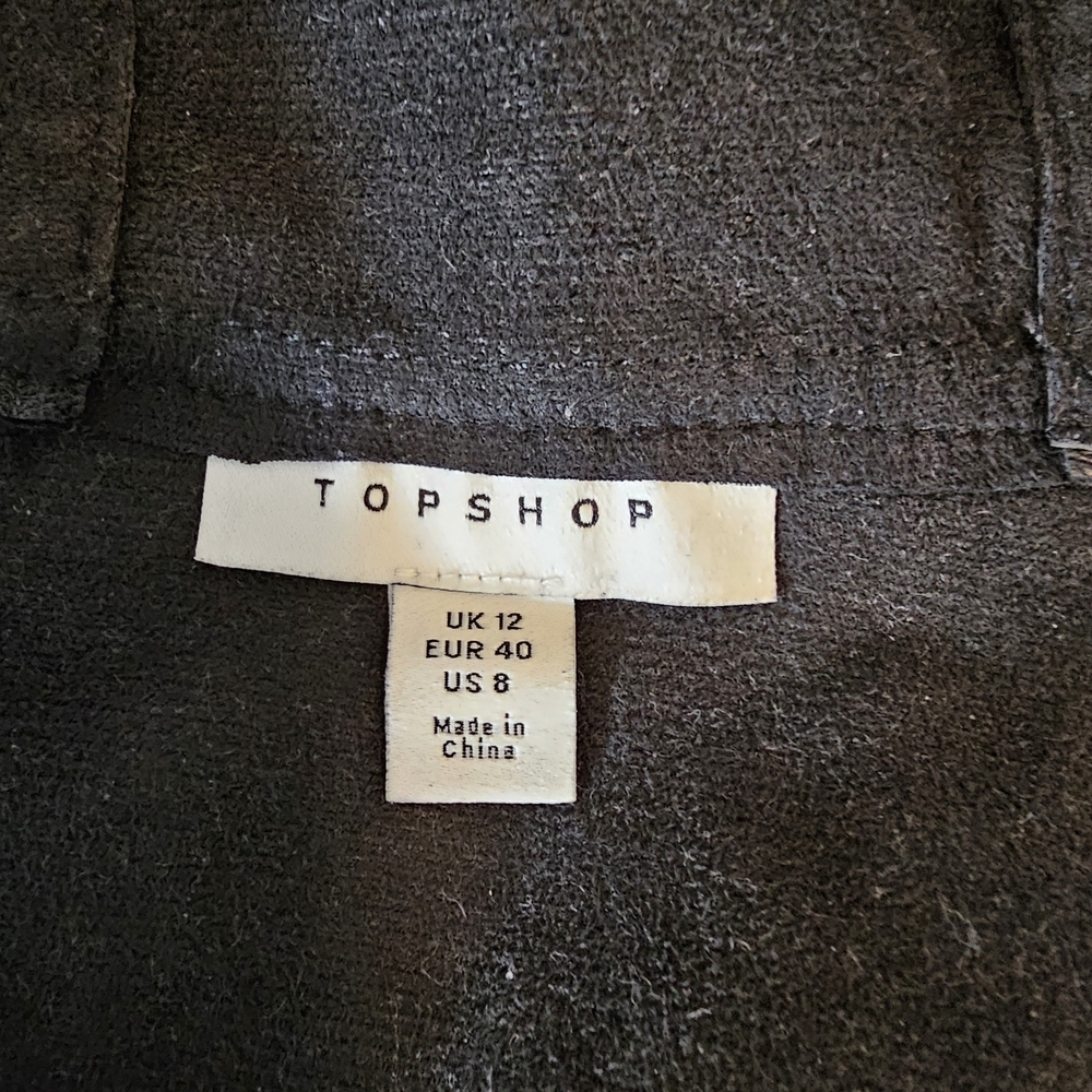 Topshop Hoodie Black Faux Leather 3-Snaps Pullover Pocket Drawcord - Picture 5 of 9